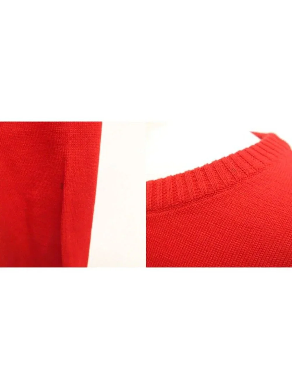 Chanel Pullover Knit Red CC Logo Button Top Long Sleeve Sweater 38